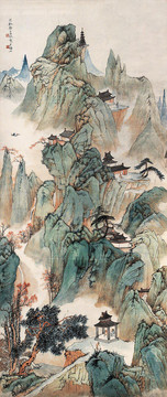 鄭午昌秋山樓閣圖