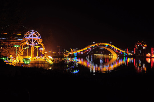 唐山运河唐人街夜景