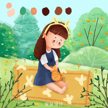 野外郊游小孩和貓