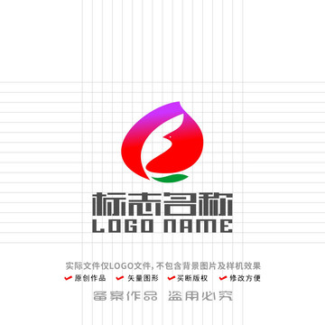 F字母標(biāo)志飛鳥(niǎo)仙桃logo