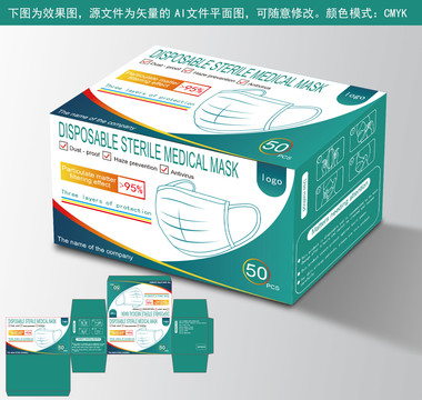 口罩英文包裝盒