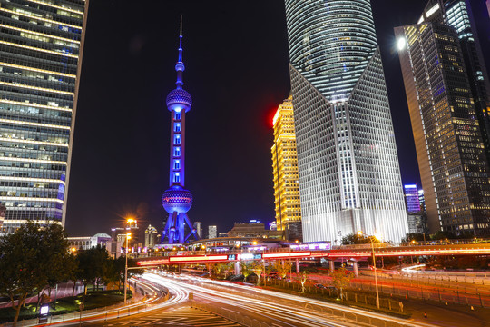 上海浦东陆家嘴金融区夜景