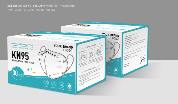 英文KN95口罩包裝