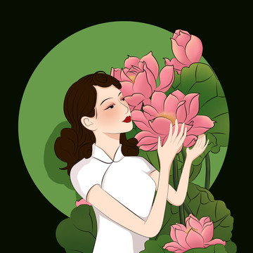 鮮花美人之荷花