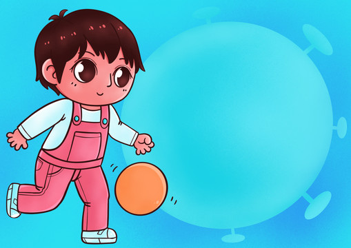 多運(yùn)動防新冠衛(wèi)生宣傳人物插圖