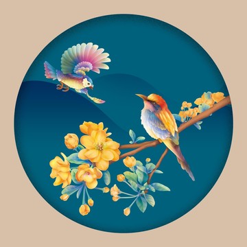 花鳥裝飾畫插畫創(chuàng)意繪畫