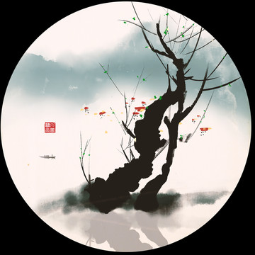 水墨畫山水抽象畫裝飾畫