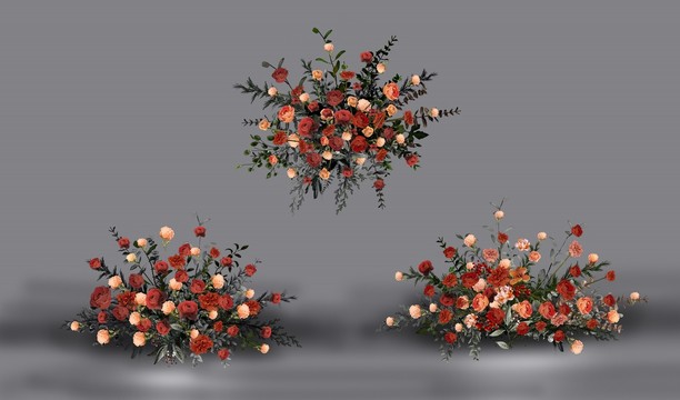 紅色婚禮手繪花藝設(shè)計