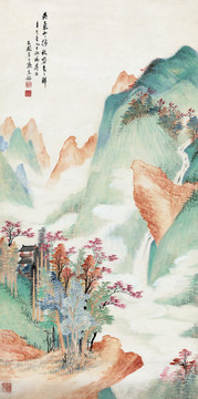 張石園重山秋色圖