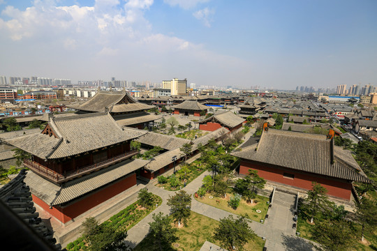 山西大同华严寺俯瞰风光