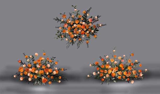 复古橙色婚礼花艺设计