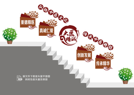 中醫(yī)文化樓梯墻