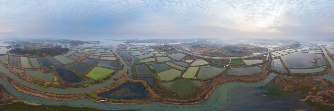 湖北黄石保安湖湿地公园航拍风光