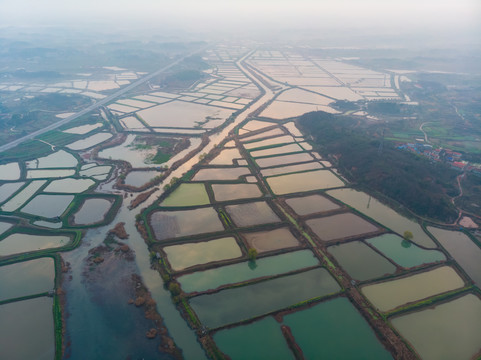 湖北大冶保安湖湿地公园航拍风光