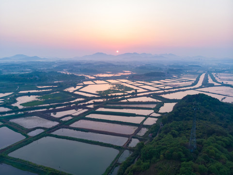 湖北黄石保安湖湿地公园航拍风光