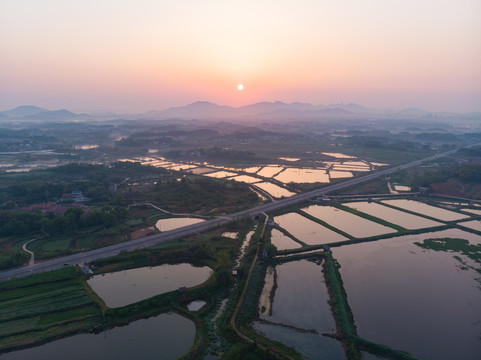 湖北黄石保安湖湿地公园航拍风光