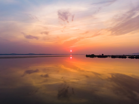 湖北黄石保安湖湿地公园航拍风光