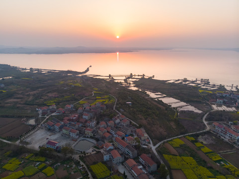 湖北黄石保安湖湿地公园航拍风光