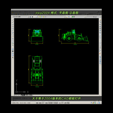 推土机CAD平面图立面图
