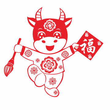 牛年剪紙牛年窗貼牛年窗花