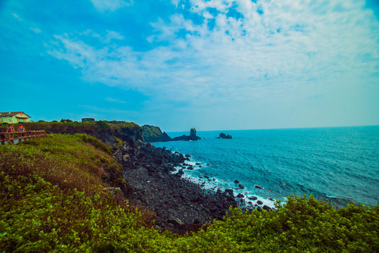 韩国釜山海边的城市