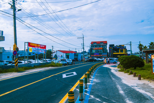 韩国釜山海边的城市