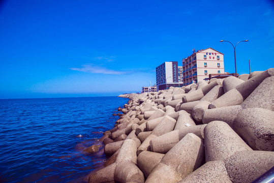 韩国釜山海边的城市