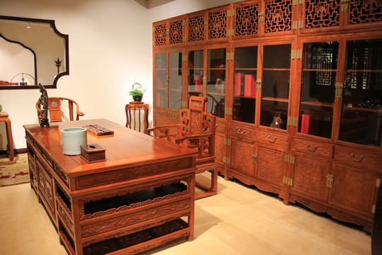 红木家具书柜书桌