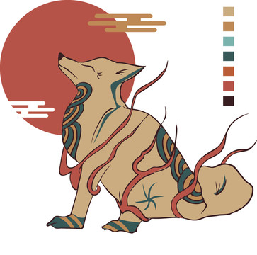 犬神手繪矢量圖