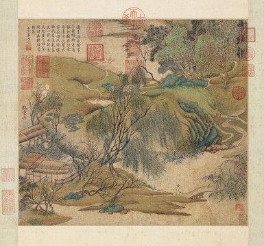 朱叔重春塘柳色圖