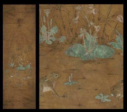 李贊華竹雀雙兔圖
