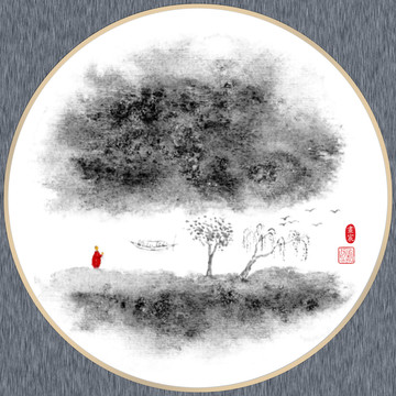 禪境圓形畫