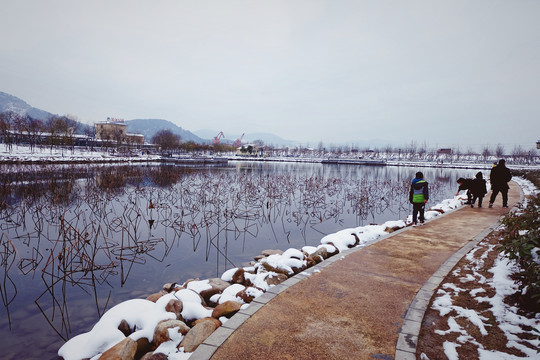 滨江公园雪冬风光