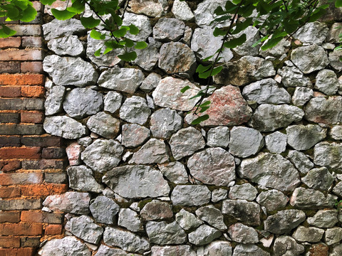石头墙壁红砖墙