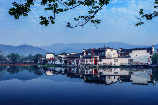 宏村古镇山水风景