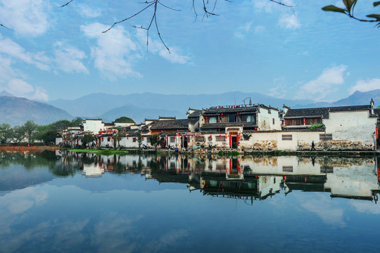 宏村古镇山水风景