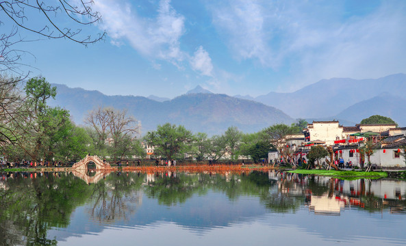 宏村古镇山水风景