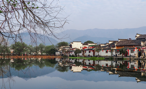 宏村古镇山水风景