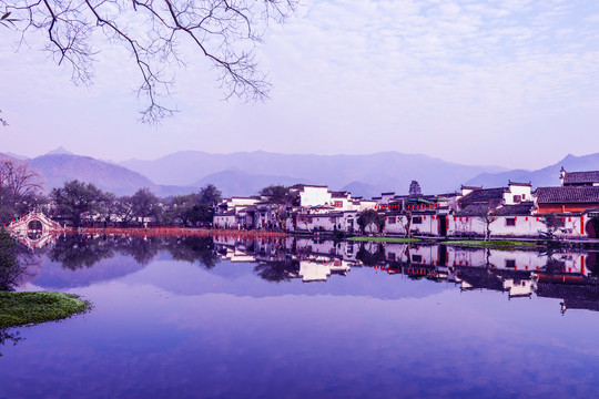 宏村古镇山水风景