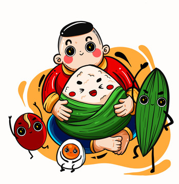 端午节吃粽子卡通