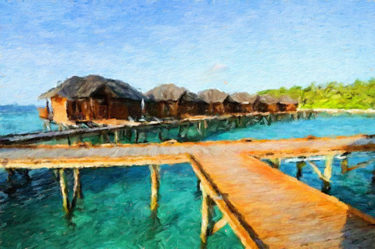 马尔代夫油画