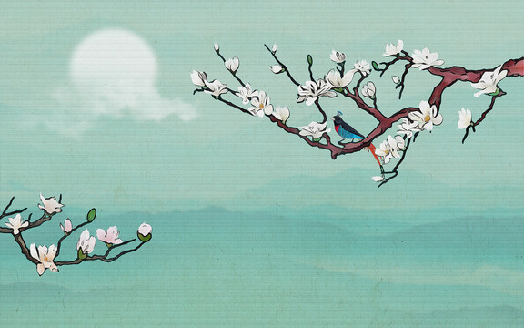 玉蘭花鳥圖