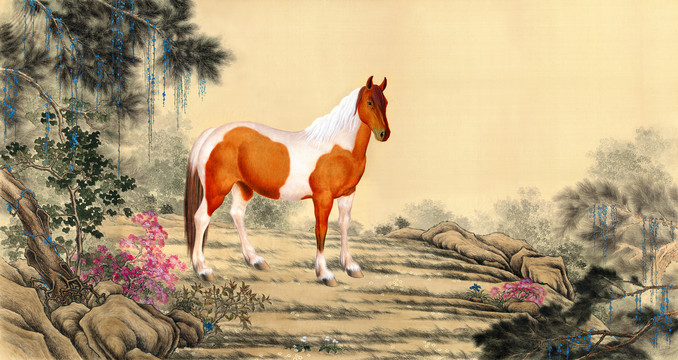 郎世寧駿馬