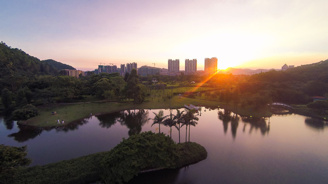 广州南沙滨海公园天后宫航拍