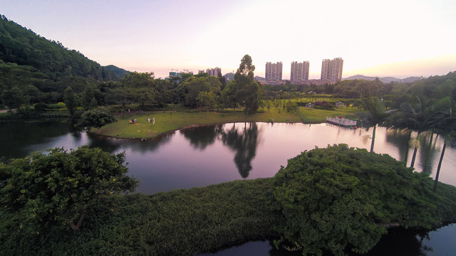 广州南沙滨海公园天后宫航拍