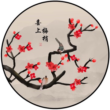 新中式禪意水墨花鳥(niǎo)掛畫(huà)裝飾畫(huà)