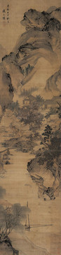 盛茂燁高樓聽瀑之圖