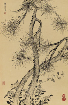 乾隆帝御筆松菊圖