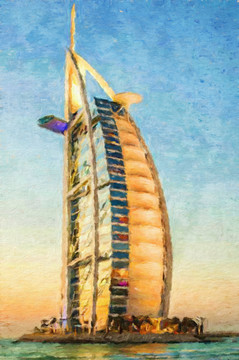 迪拜帆船酒店油画