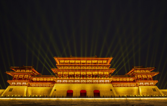 隋唐洛阳城应天门夜景灯光秀